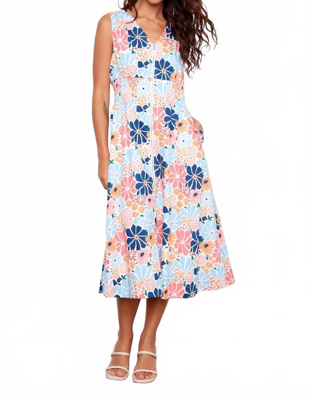 NEW CHARLIE B front-zip midi dress in retro